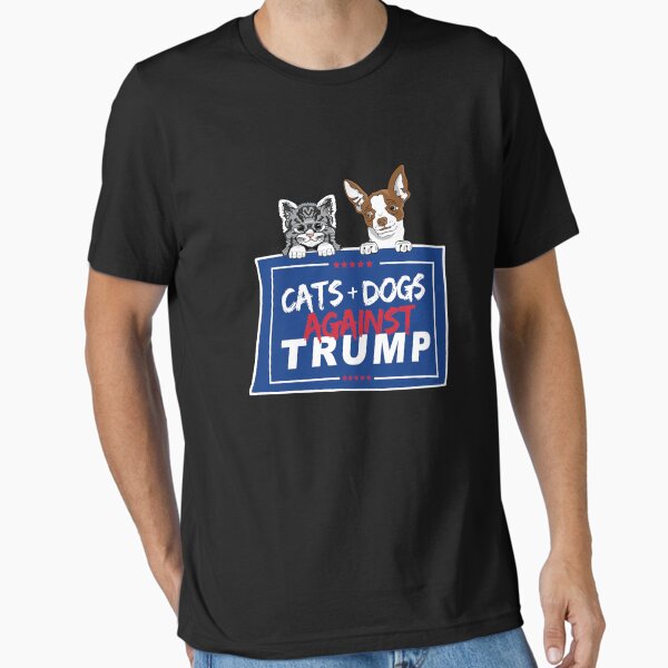 Vista previa del artículo con la obra «GATOS Y PERROS CONTRA EL TRUMP», diseñado y vendido por partyfarty.