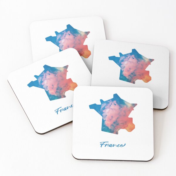 Item preview, France Map in Watercolor (Blue and Orange) designed and sold by Geometricshow.