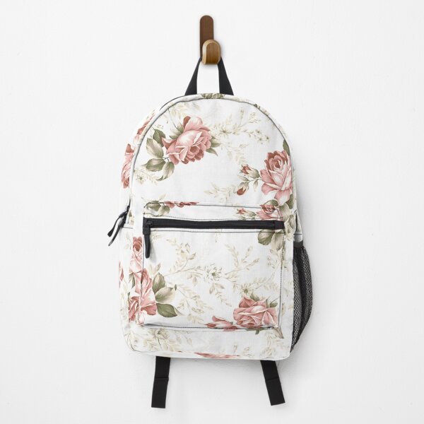 Vintage Blush Roses -White Background Backpack