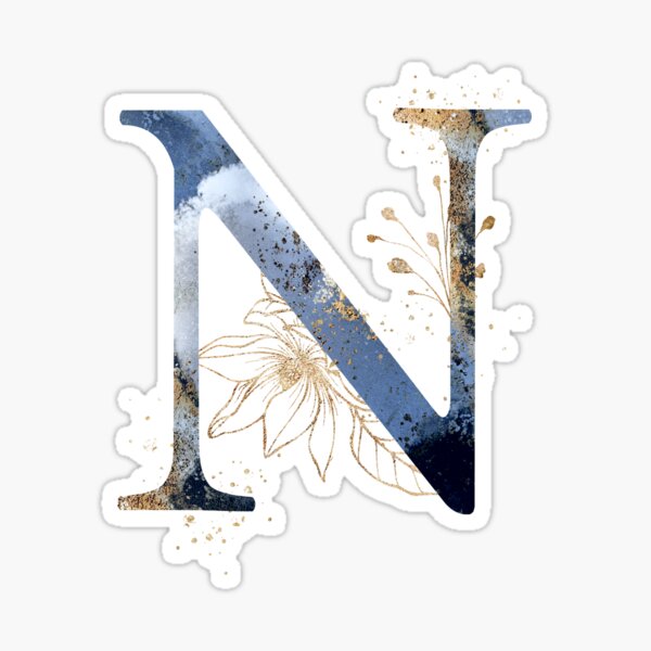 Floral Initial Letter N, Monogrammed Sticker for Sale by PinkLotusArt