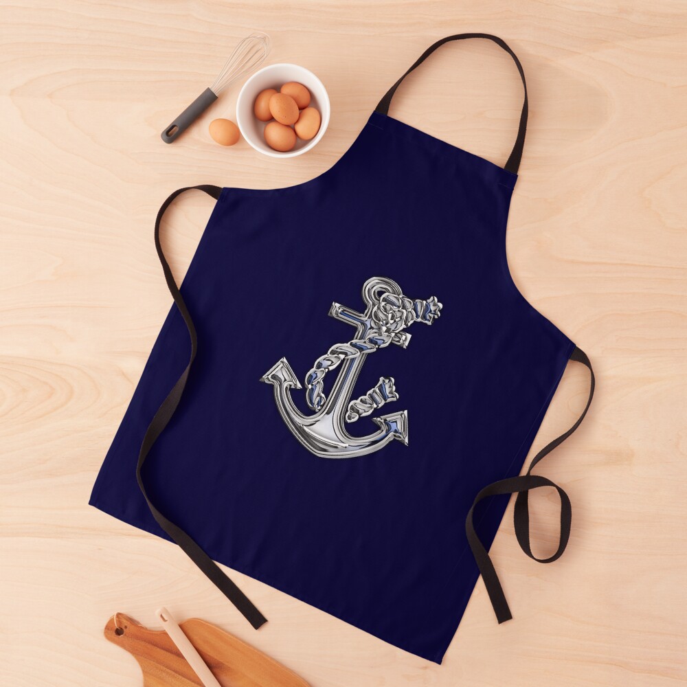 Chrome Style Nautical Rope Anchor Applique Apron