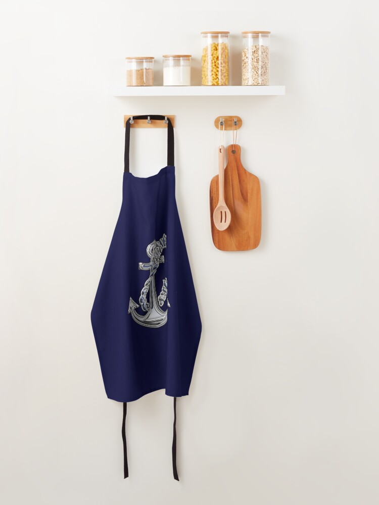 Alternate view of Chrome Style Nautical Rope Anchor Applique Apron