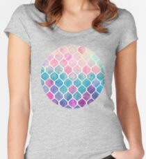 Rainbow Pastel Watercolor Moroccan Pattern Women's Fitted Scoop T-Shirt