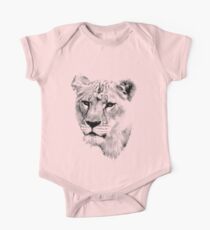 Lioness. Female Lion. Digital Wildlife Engraving Image One Piece - Short Sleeve