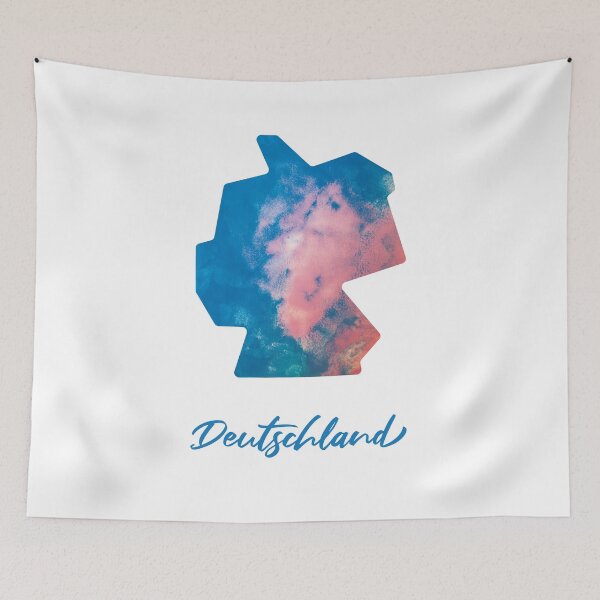 Item preview, Deutschland (Germany) Map in Watercolor (Blue and Orange) designed and sold by Geometricshow.