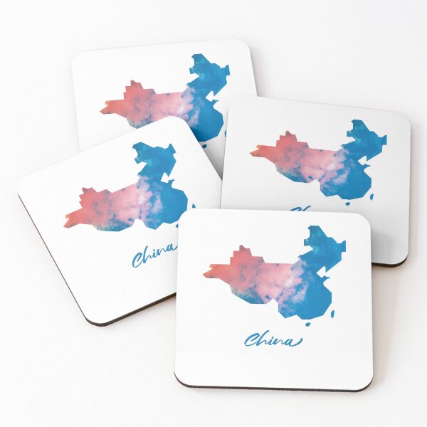 Item preview, China Map in Watercolor (Blue and Orange) designed and sold by Geometricshow.