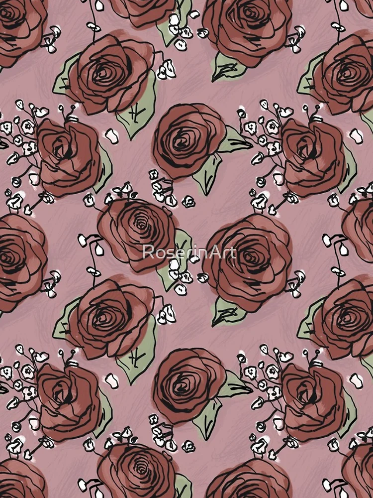 Thumbnail 4 of 4, iPhone Case, Vintage Red Roses Pattern designed and sold by RoserinArt.