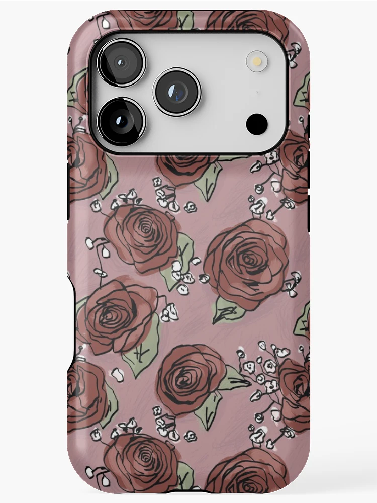 Thumbnail 1 of 4, iPhone Case, Vintage Red Roses Pattern designed and sold by RoserinArt.