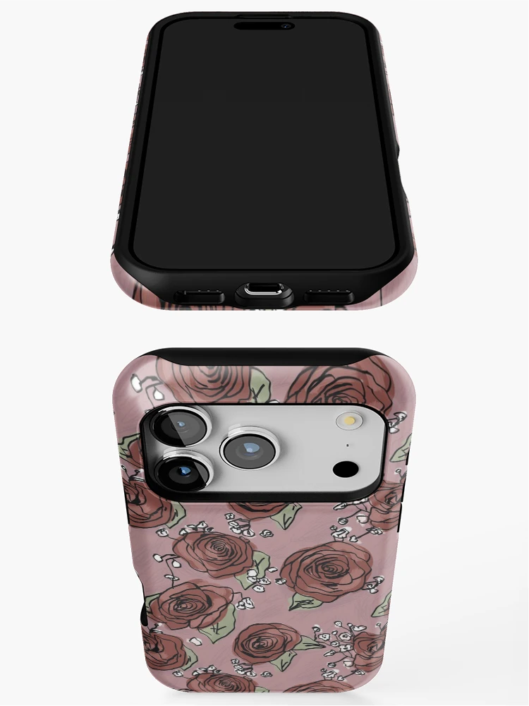 Thumbnail 3 of 4, iPhone Case, Vintage Red Roses Pattern designed and sold by RoserinArt.