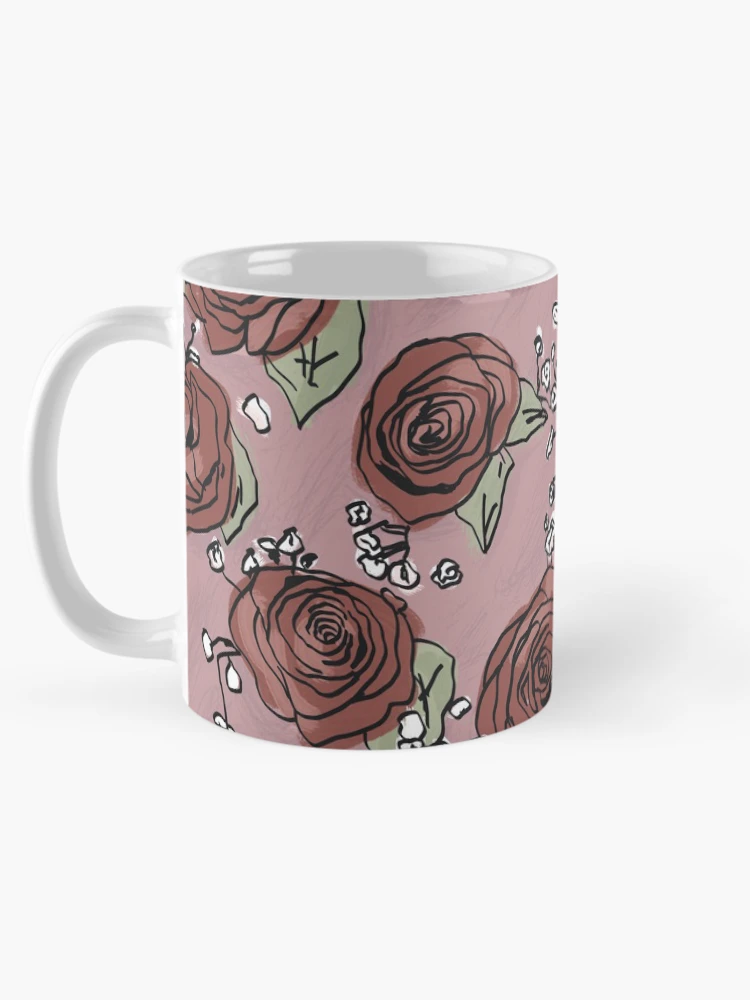 Thumbnail 5 of 6, Coffee Mug, Vintage Red Roses Pattern designed and sold by RoserinArt.