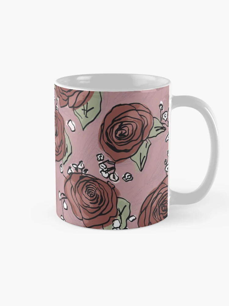 Thumbnail 3 of 6, Coffee Mug, Vintage Red Roses Pattern designed and sold by RoserinArt.