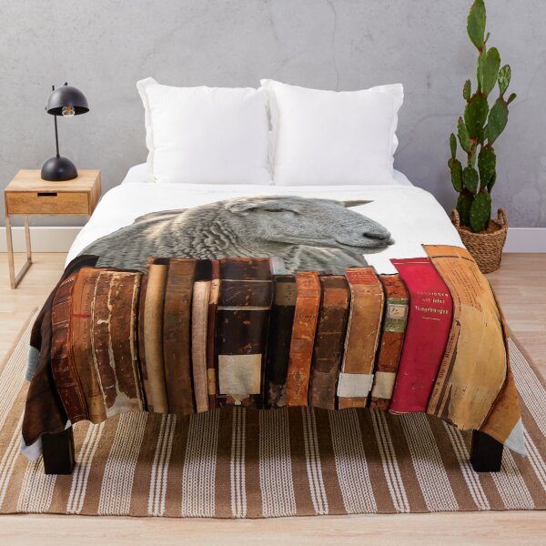 Item preview, sheep behind old books designed and sold by Move-Art.