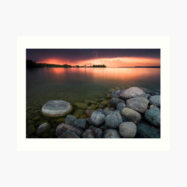 Lightning at Sunset - Leech Lake, MN Art Print