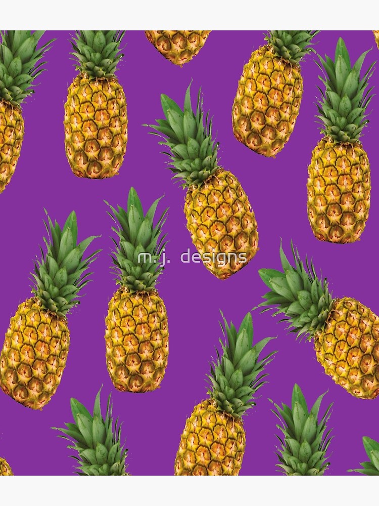 Randomly Placed Pineapple Print on Purple Background by foryourcart