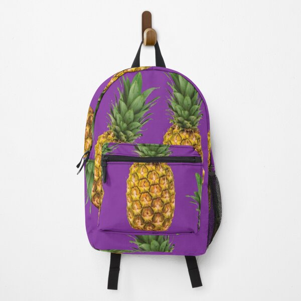 Randomly Placed Pineapple Print on Purple Background Backpack
