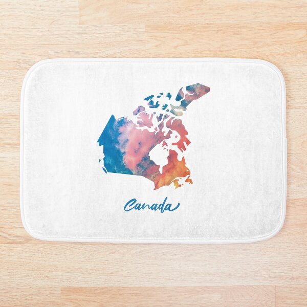 Aperçu de l'œuvre Carte du Canada à l'aquarelle (bleu et orange) créée et vendue par Geometricshow.