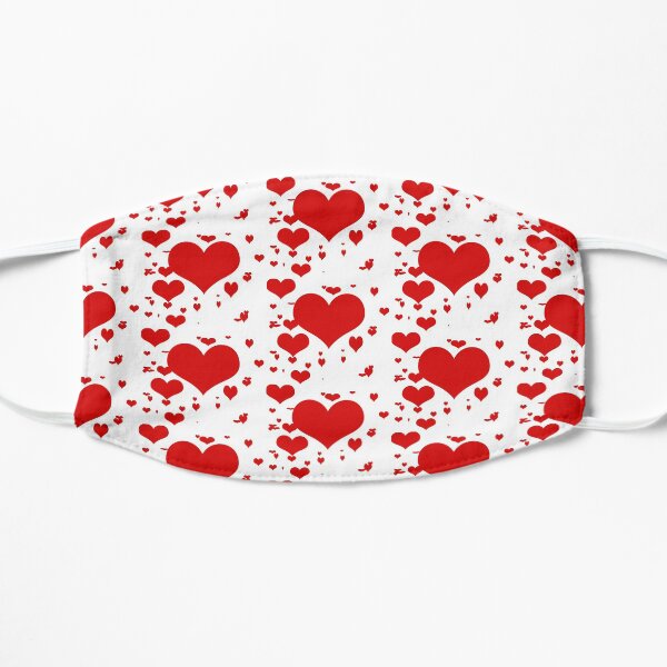 Red hearts for love pattern Flat Mask