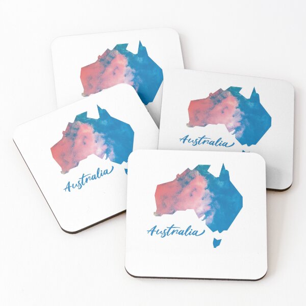 Item preview, Australia Map in Watercolor (Blue and Red) designed and sold by Geometricshow.