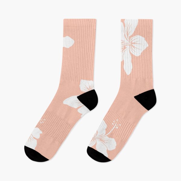 Item preview, Tropical Hibiscus White Flowers on Peach Blush Pink designed and sold by hearthearts.