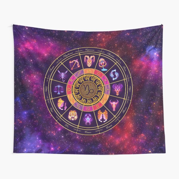 Capricorn Zodiac Lightburst - Circle Tapestry
