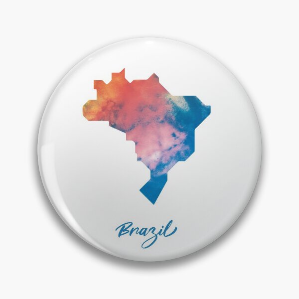 Item preview, Brazil Map in Watercolor (Blue and Orange) designed and sold by Geometricshow.