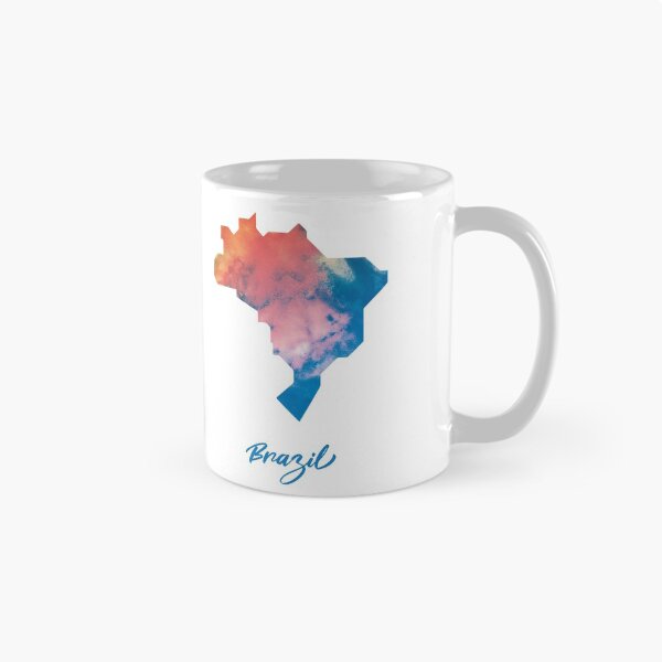 Item preview, Brazil Map in Watercolor (Blue and Orange) designed and sold by Geometricshow.