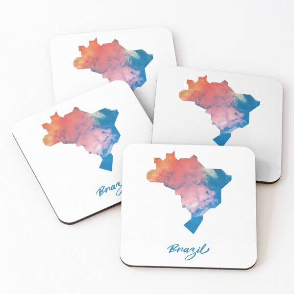 Item preview, Brazil Map in Watercolor (Blue and Orange) designed and sold by Geometricshow.