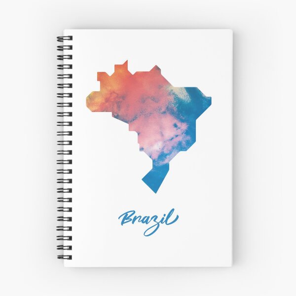 Item preview, Brazil Map in Watercolor (Blue and Orange) designed and sold by Geometricshow.