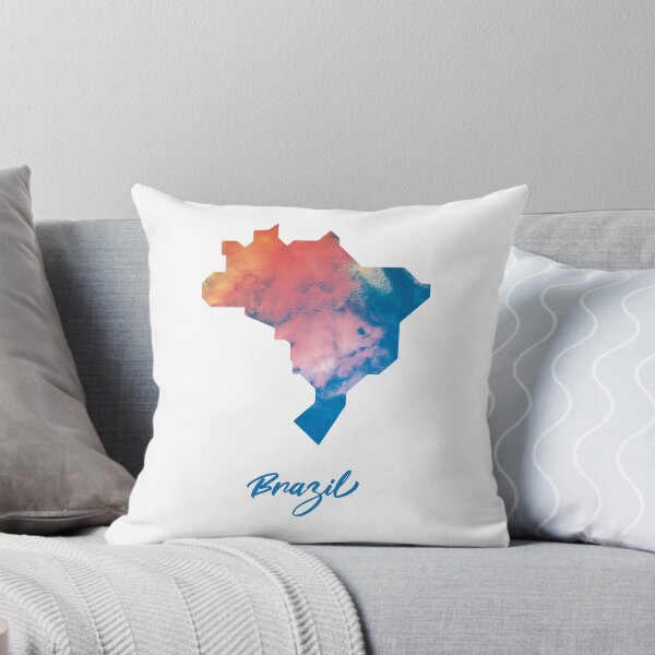 Item preview, Brazil Map in Watercolor (Blue and Orange) designed and sold by Geometricshow.