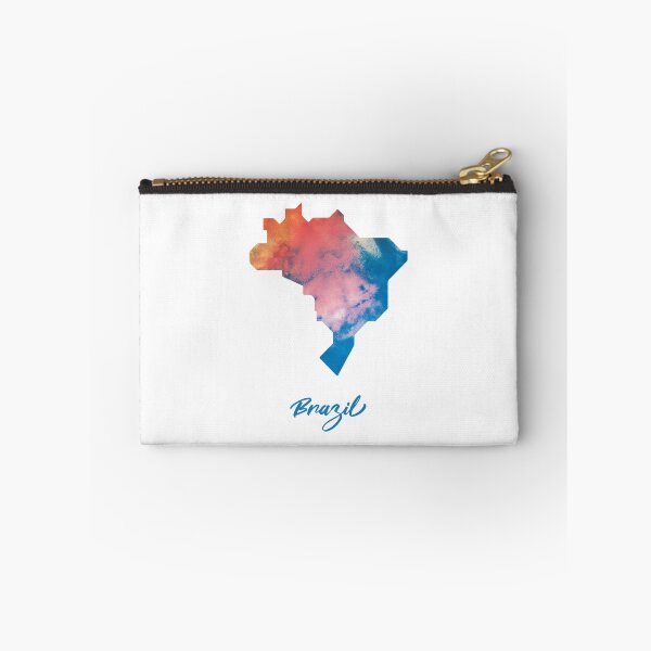 Item preview, Brazil Map in Watercolor (Blue and Orange) designed and sold by Geometricshow.