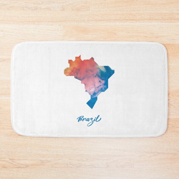 Item preview, Brazil Map in Watercolor (Blue and Orange) designed and sold by Geometricshow.