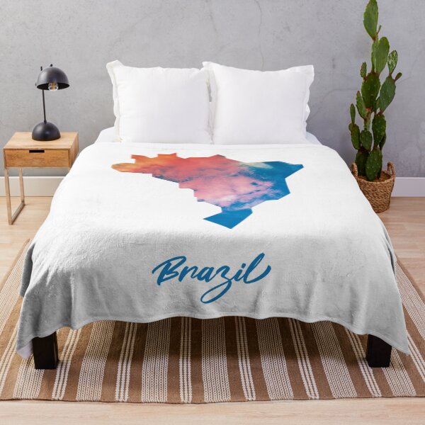 Item preview, Brazil Map in Watercolor (Blue and Orange) designed and sold by Geometricshow.