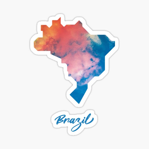 Artikel-Vorschau von Brasilien Karte in Aquarell (Blau und Orange), designt und verkauft von Geometricshow.