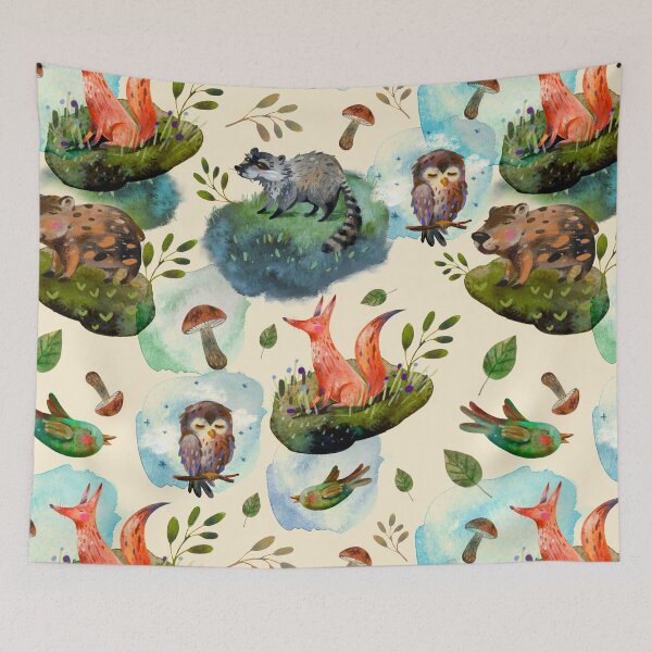 Item preview, Watercolor Forest Animals Pattern designed and sold by dinuty.