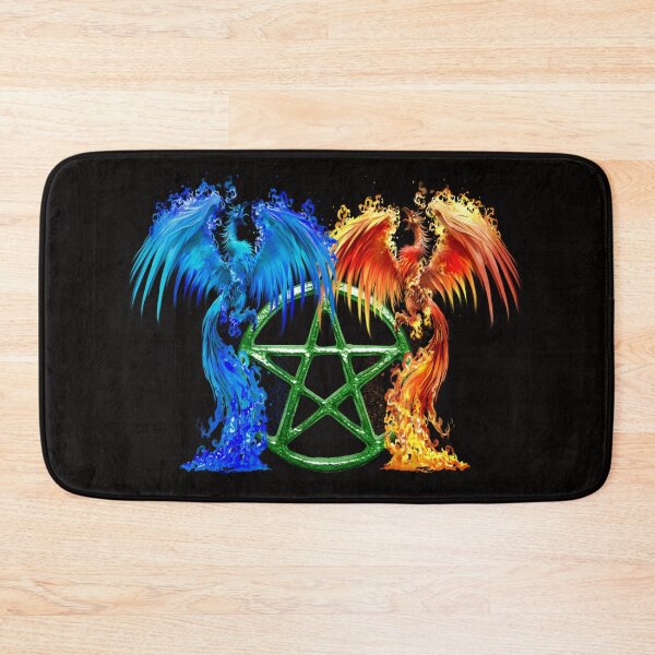 Item preview, Fantasy Fire And Ice Phoenix Green Pentagram designed and sold by Atteestude.