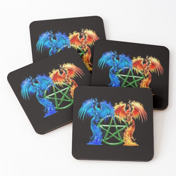 Item preview, Fantasy Fire And Ice Phoenix Green Pentagram designed and sold by Atteestude.