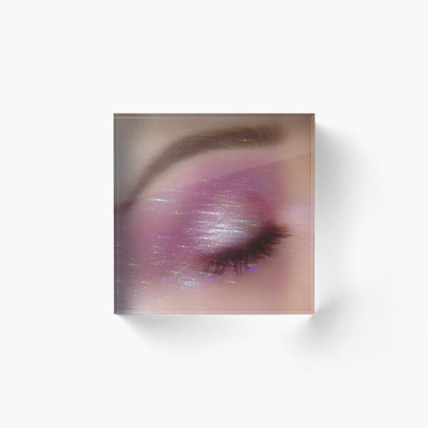 pink sparkly euphoria makeup Acrylic Block