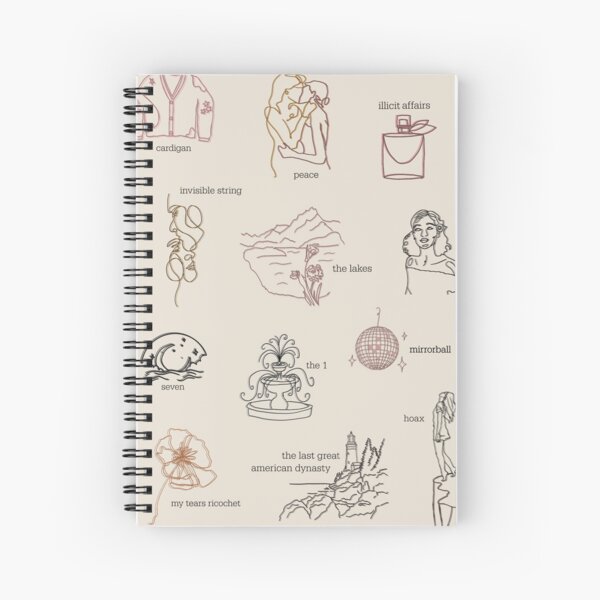 Taylor Swift Folklore Album Collection (Line art) Spiral Notebook