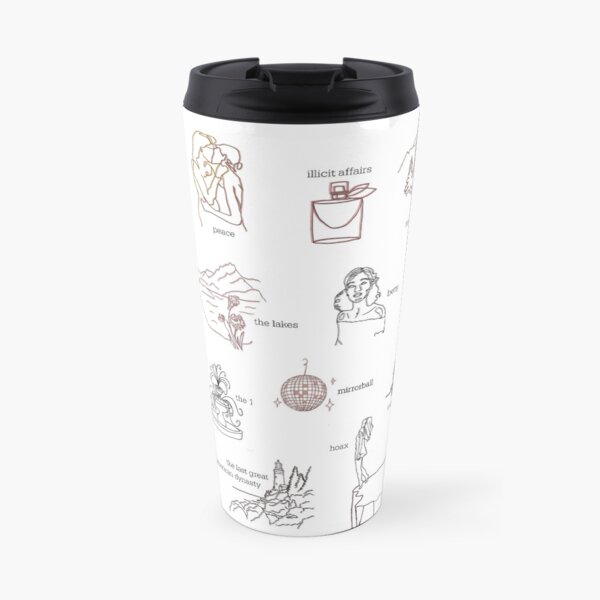 Taylor Swift Folklore Album Collection (Line art with white background) Travel Mug