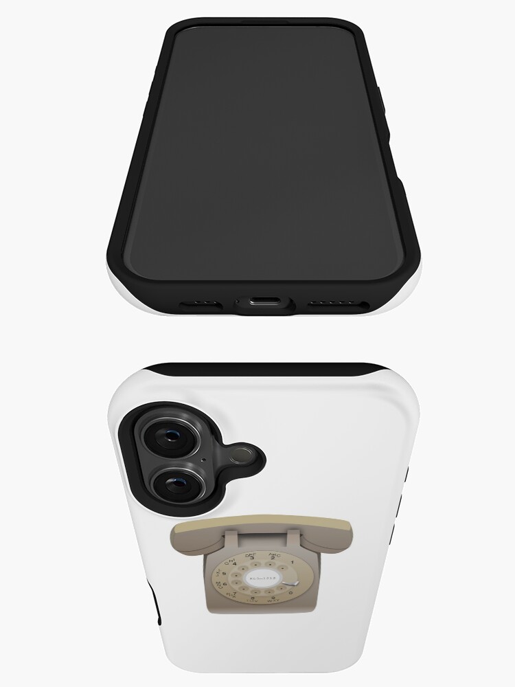 Thumbnail 3 of 4, iPhone Case, Rotary Phone (beige on white) designed and sold by elert.