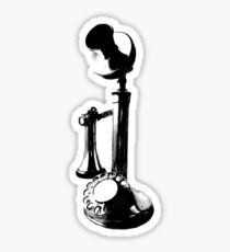 Antique Candlestick Telephone. Antique Digital Engraving Vintage Image. Sticker