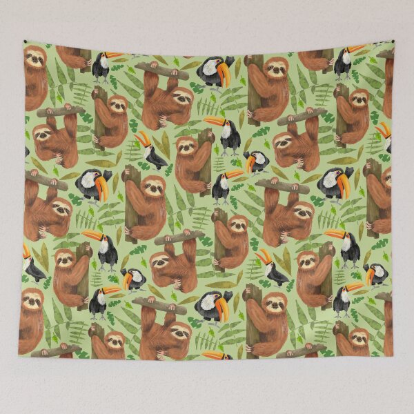 Item preview, Sloth and Toucan Jungle Pattern designed and sold by drawnbynatalie.