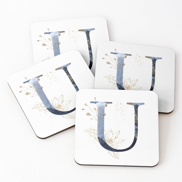Item preview, Floral Initial Letter U, Monogram Gifts designed and sold by PinkLotusArt.
