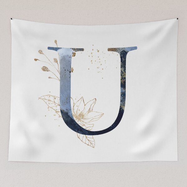 Item preview, Floral Initial Letter U, Monogram Gifts designed and sold by PinkLotusArt.