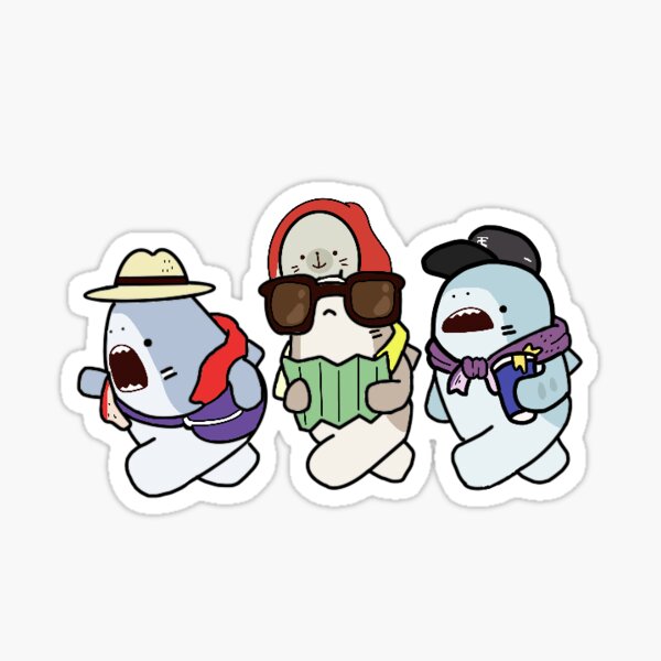 Set of 50 Japanese stickers, Kawaii Shark Stickers-SAME