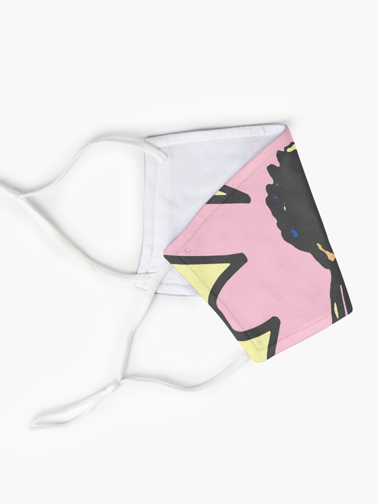 Thumbnail 2 of 5, Mask, Retro daisy yellow pink blue floral pattern designed and sold by HEVIFineart.