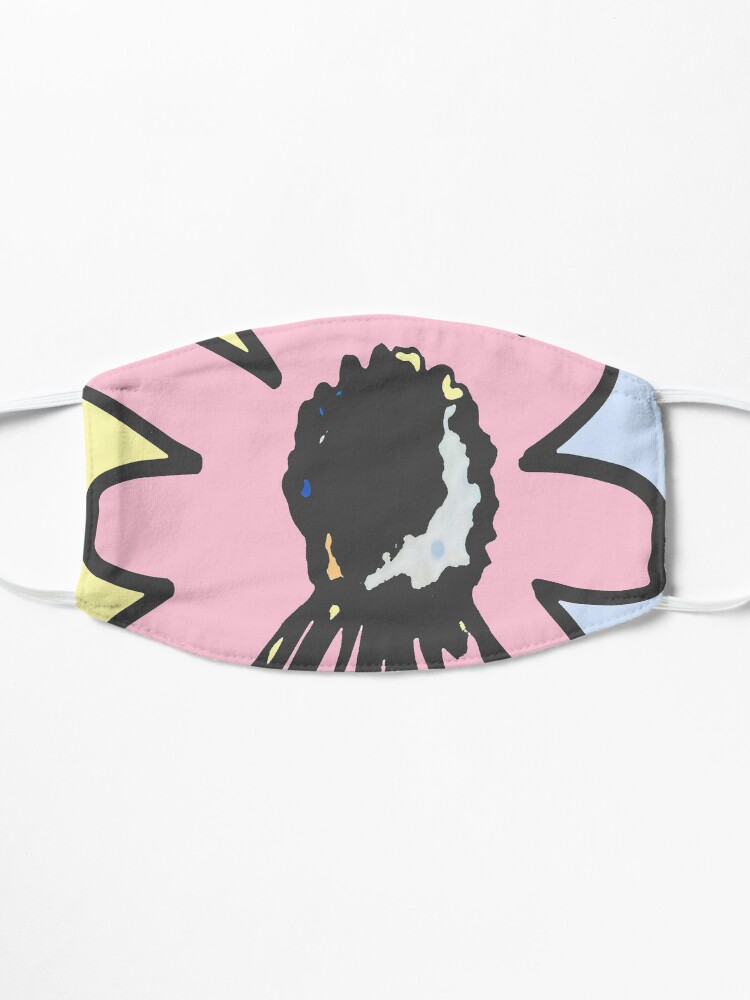 Thumbnail 3 of 5, Mask, Retro daisy yellow pink blue floral pattern designed and sold by HEVIFineart.