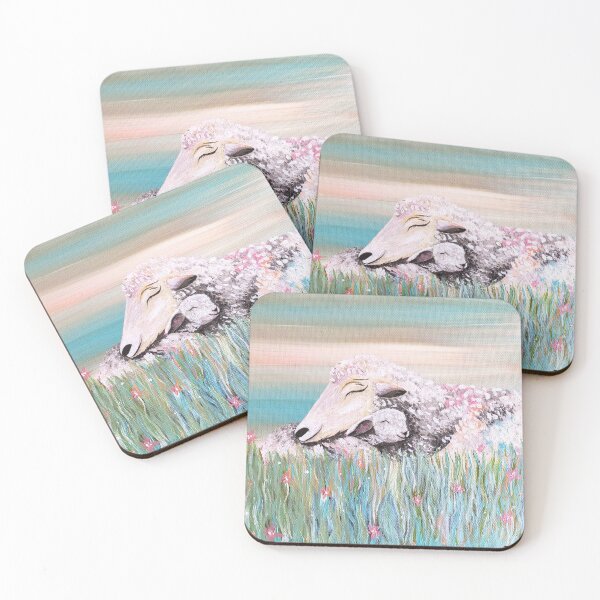 Item preview, Mama Sheep Snuggling with Baby Lamb designed and sold by hearteyedartist.