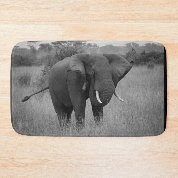 Item preview, Shy elephant in the wilderness of Uganda in black and white designed and sold by sword-snobby.