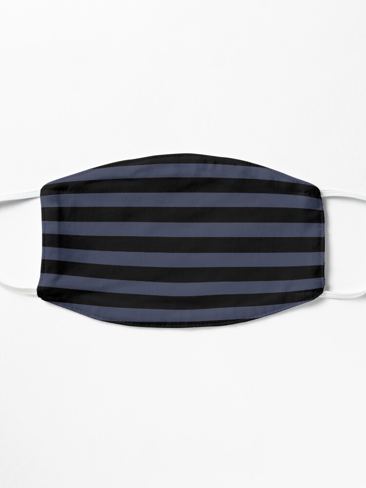 Mask, Black blue gray color block stripe pattern designed and sold by HEVIFineart